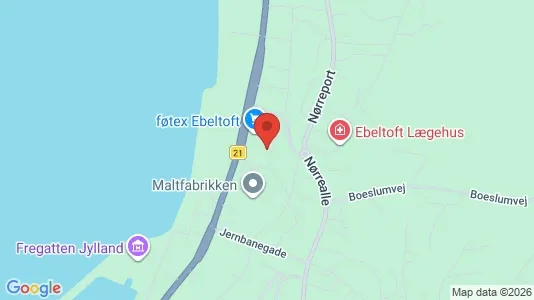 Andelsboliger til salg i Ebeltoft - kort over placeringen
