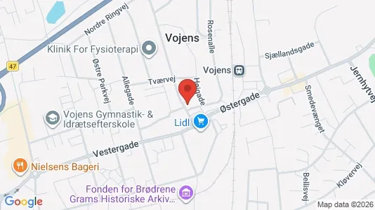 Andelsboliger til salg i Vojens - kort over placeringen