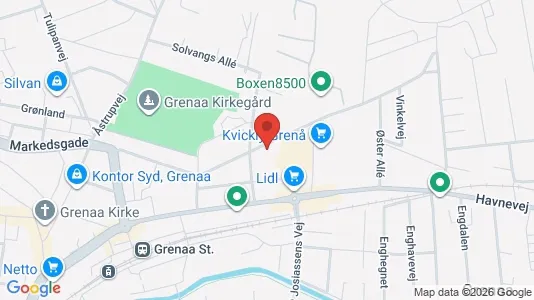 Andelsboliger til salg i Grenaa - kort over placeringen