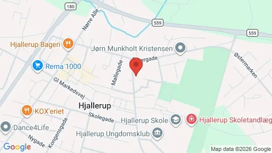 Andelsboliger til salg i Hjallerup - kort over placeringen
