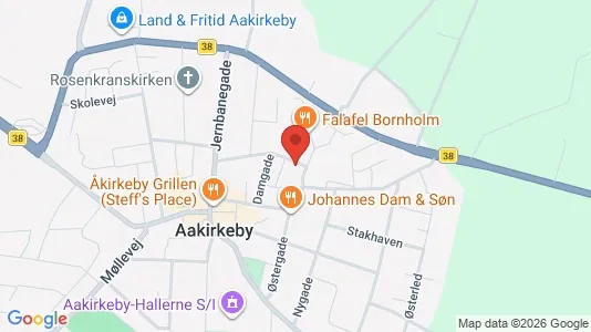 Andelsboliger til salg i Aakirkeby - kort over placeringen
