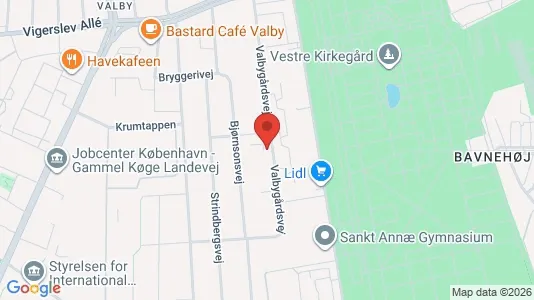 Andelsboliger til salg i Valby - kort over placeringen