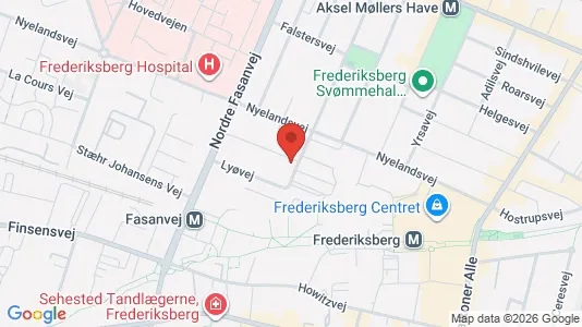 Andelsboliger til salg i Frederiksberg - kort over placeringen