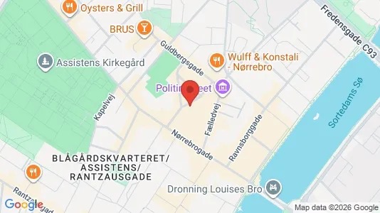 Andelsboliger til salg i Nørrebro - kort over placeringen