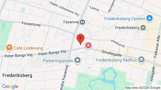 Andelsboliger til salg i Frederiksberg - kort over placeringen