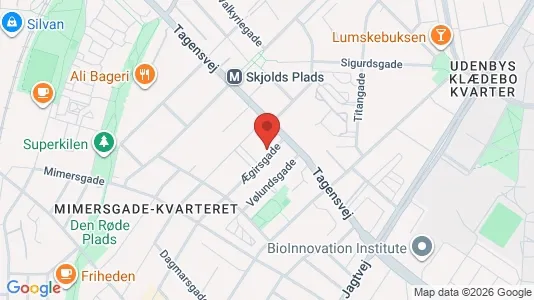 Andelsboliger til salg i Nørrebro - kort over placeringen
