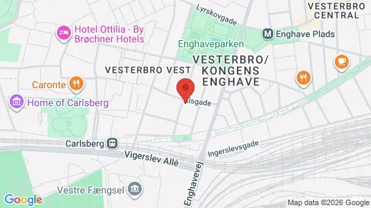 Andelsboliger til salg i Vesterbro - kort over placeringen