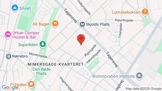 Andelsboliger til salg i Nørrebro - kort over placeringen