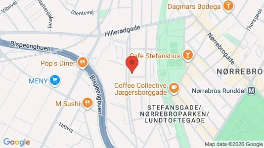 Andelsboliger til salg i Nørrebro - kort over placeringen