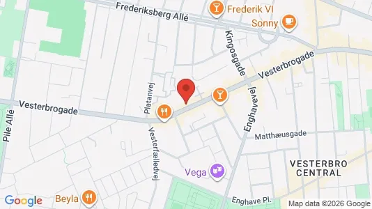 Andelsboliger til salg i Vesterbro - kort over placeringen