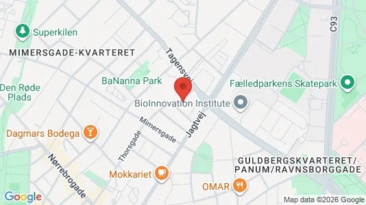 Andelsboliger til salg i Nørrebro - kort over placeringen