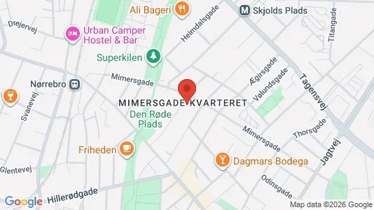 Andelsboliger til salg i Nørrebro - kort over placeringen