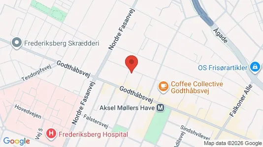 Andelsboliger til salg i Frederiksberg - kort over placeringen