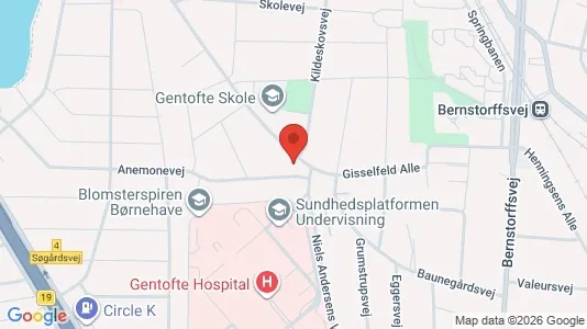 Andelsboliger til salg i Gentofte - kort over placeringen