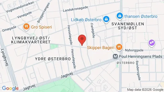 Andelsboliger til salg i Østerbro - kort over placeringen