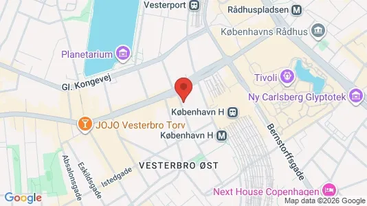 Andelsboliger til salg i Vesterbro - kort over placeringen