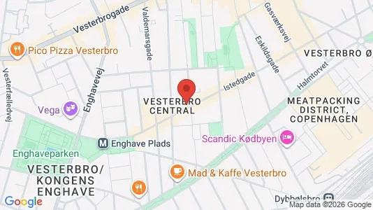 Andelsboliger til salg i Vesterbro - kort over placeringen