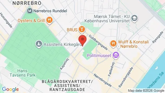 Andelsboliger til salg i Nørrebro - kort over placeringen