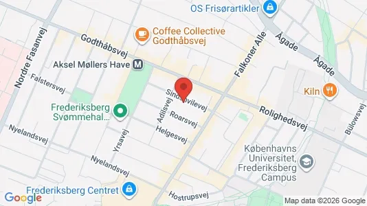 Andelsboliger til salg i Frederiksberg - kort over placeringen