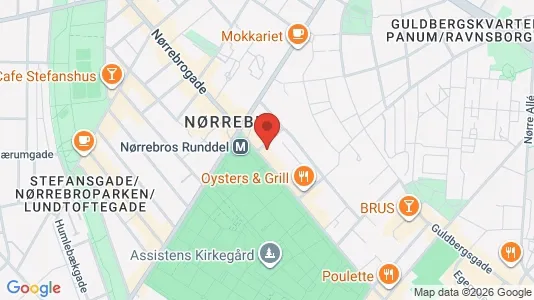 Andelsboliger til salg i Nørrebro - kort over placeringen
