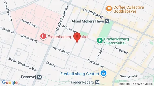 Andelsboliger til salg i Frederiksberg - kort over placeringen