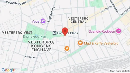 Andelsboliger til salg i Vesterbro - kort over placeringen