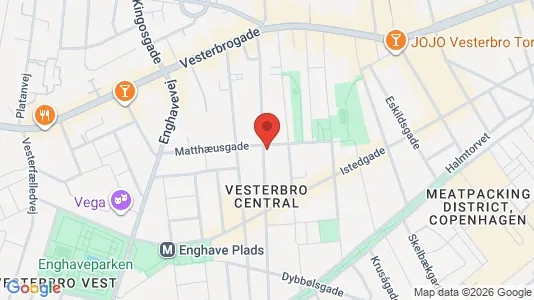 Andelsboliger til salg i Vesterbro - kort over placeringen