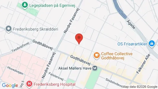 Andelsboliger til salg i Frederiksberg - kort over placeringen