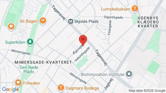 Andelsboliger til salg i Nørrebro - kort over placeringen
