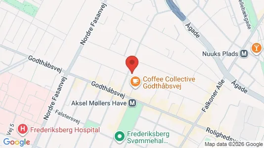 Andelsboliger til salg i Frederiksberg - kort over placeringen