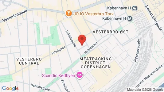 Andelsboliger til salg i Vesterbro - kort over placeringen