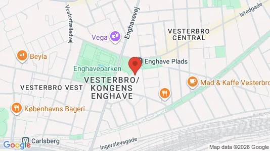 Andelsboliger til salg i Vesterbro - kort over placeringen