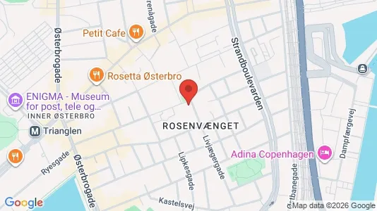Andelsboliger til salg i Østerbro - kort over placeringen