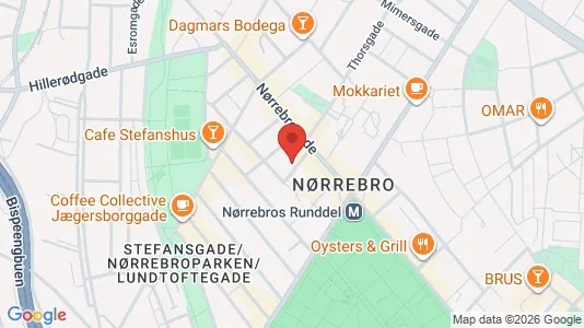 Andelsboliger til salg i Nørrebro - kort over placeringen